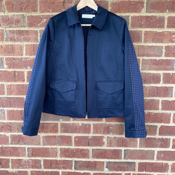 TORY BURCH Lane Back Pleated Bifabric Windbreaker Removable Hoodie Jacket - Picture 4 of 16